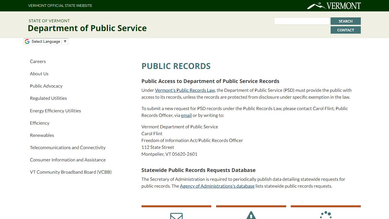 Public Records | Department of Public Service - Vermont